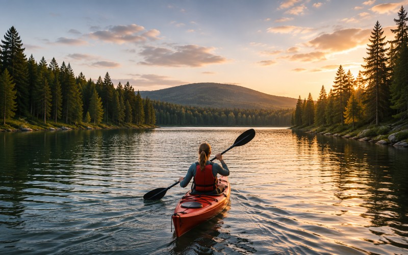 Paddling på sjö i Norrgläntan